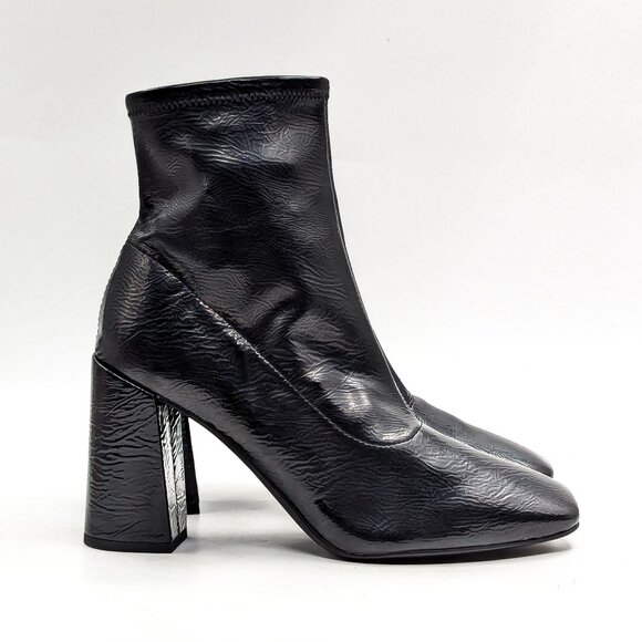 Franco Sarto Women Harmond 30th Vintage 90's Ash Black Square Toe Boots size 8.5 - Picture 9 of 11